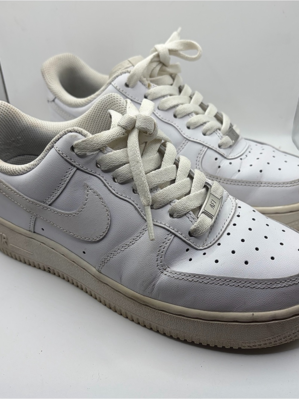 Nike White Low-Top Leather Sneakers with Off-White Accents